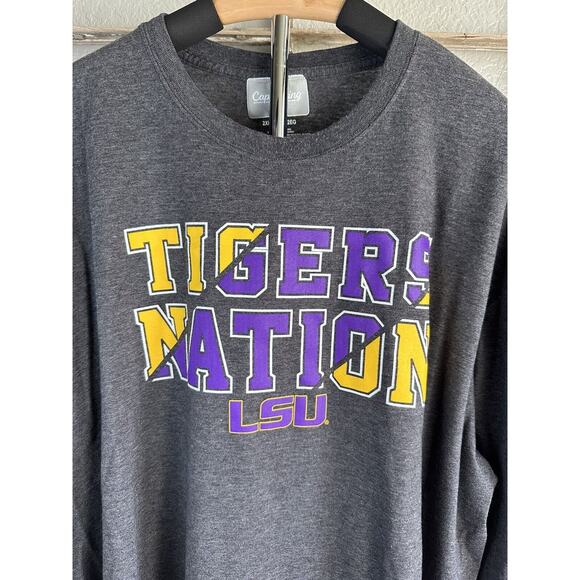 LSU Tigers Mens Long Sleeve T-shirt “Tiger Nation” 2X XXL Gray Captivating Brand - Picture 2 of 9